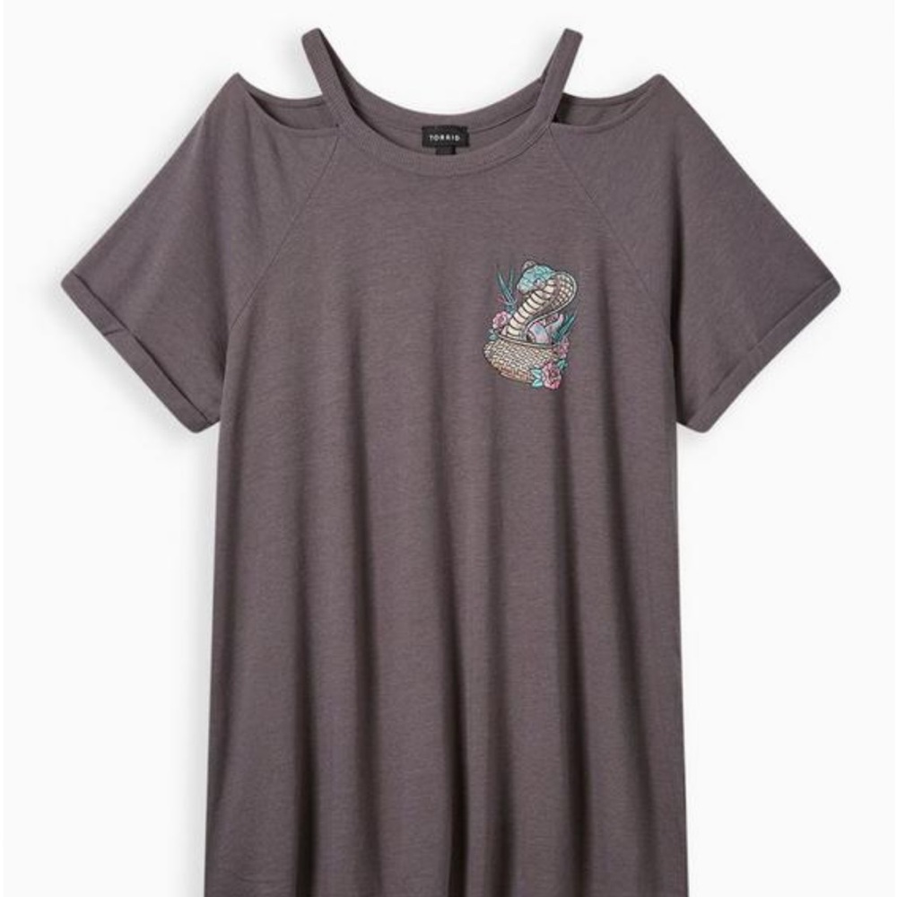 Torrid Gray Snake Cold shoulder Top